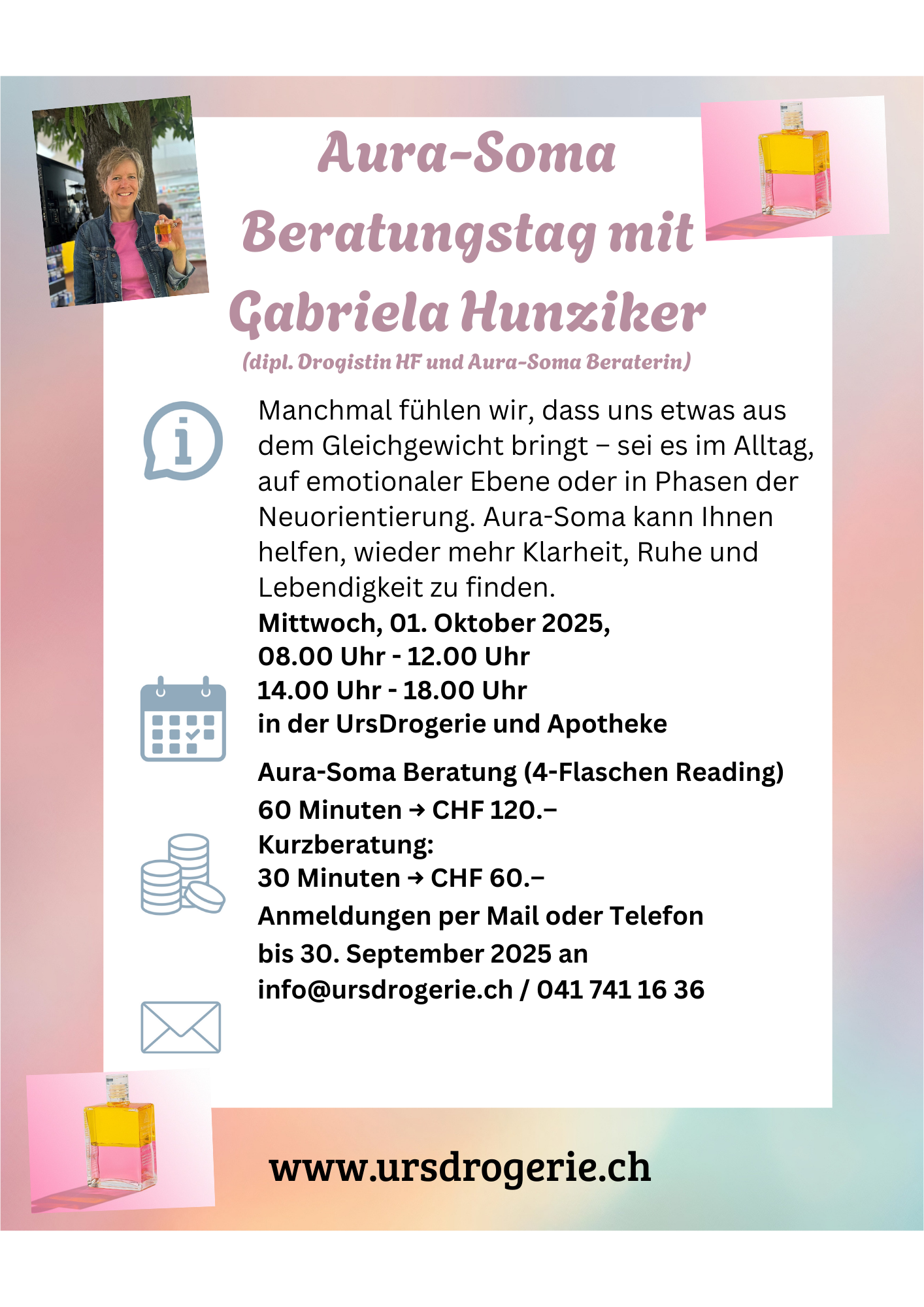 Manchmal fühlen wir, dass uns etwas aus dem Gleichgewicht bringt – sei es im Alltag, auf emotionaler Ebene oder in Phasen der Neuorientierung. Aura-Soma kann Ihnen helfen, wieder mehr Klarheit, Ru(1).png